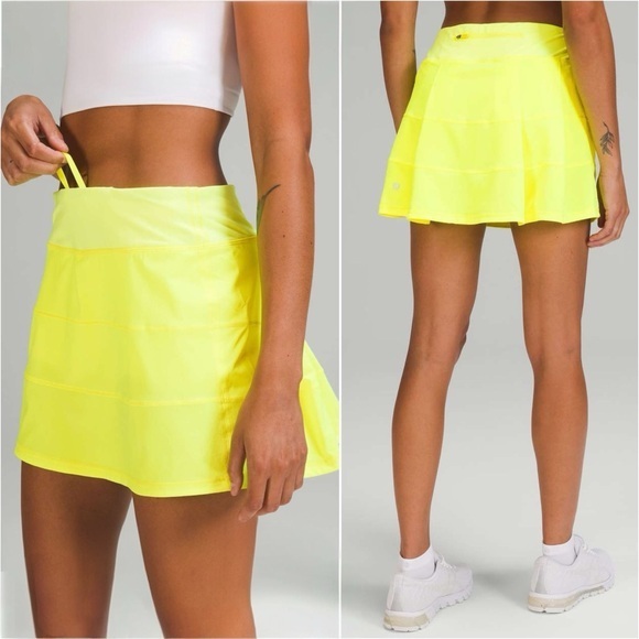 Lululemon Pace Rival Skirt Long Length Pleated Skirt Neon Yellow Size 2 - Picture 1 of 6